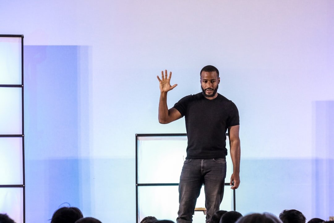 inspirational speaker on stage